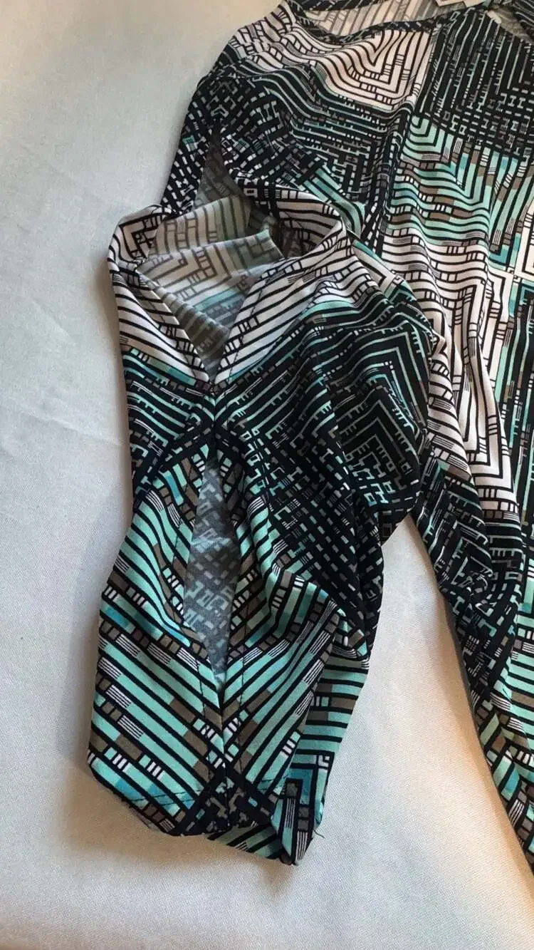 Geometric Shift Dress Office Career Stretch Modest Business Casual Size 16